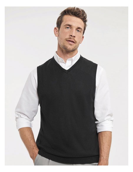 RUS-0R716M0-Men's V-Neck Sleeveless Knitted Pullover 2